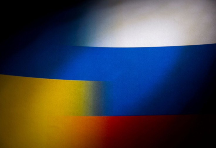 Russia's and Ukraine's flags are seen printed on paper in this illustration taken January 27, 2022. 