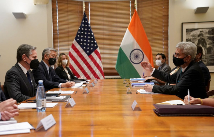 U.S. Secretary of State Antony Blinken meets with Indian Foreign Minister Subrahmanyam Jaishankar before the Quad meeting of foreign ministers in Melbourne, Australia, February 11, 2022. 