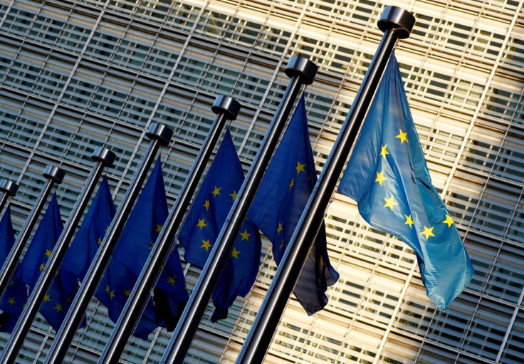 European Union flags are seen outside the EU Commission headquarters in Brussels, Belgium November 14, 2018.  