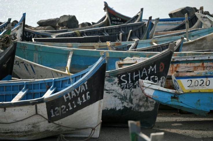African migrants try to reach Spain's Canary Islands aboard open canoes known as pirogues. Pictured: a 'boat graveyard' at Arinaga on Gran Canaria island