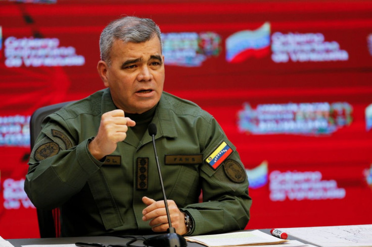 Venezuela's Defense Minister Vladimir Padrino Lopez addresses the media at Miraflores Palace, in Caracas, Venezuela April 5, 2021. 