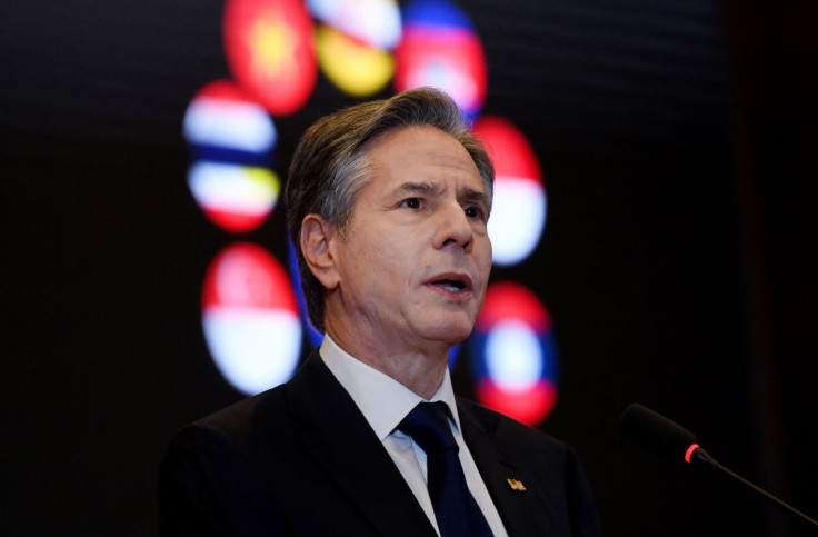 U.S. Secretary of State Antony Blinken delivers remarks on the Biden administration's Indo-Pacific strategy at the Universitas Indonesia in Jakarta, Indonesia December 14, 2021. Olivier Douliery/Pool via REUTERS