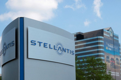 A Stellantis sign is seen outside its headquarters in Auburn Hills, Michigan, U.S., June 10, 2021.   