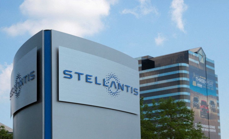 A Stellantis sign is seen outside its headquarters in Auburn Hills, Michigan, U.S., June 10, 2021.   