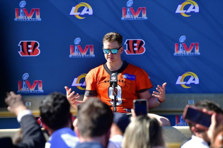 Cincinnati Bengals' quarterback Joe Burrow speaks to media on Friday ahead of Sunday's Super Bowl