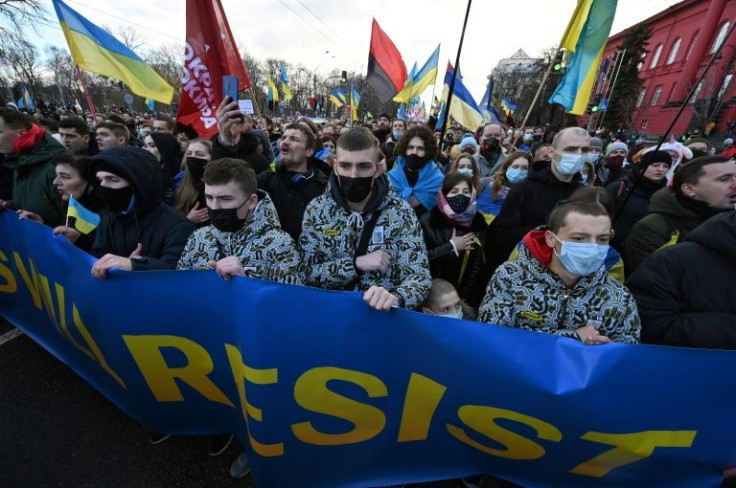 Thousands marched across Kyiv to show unity in the face of growing fears that Russia was preparing to invade Ukraine