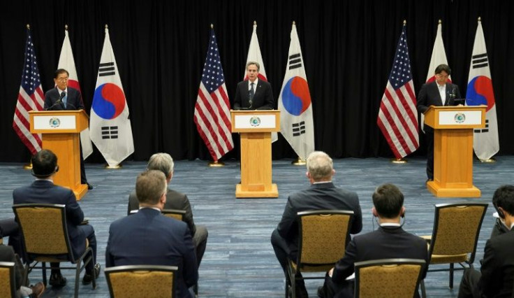 Antony Blinken, Chung Eui-yong, and Hayashi Yoshimasa met in Honolulu for a day of talks focused on North Korea's nuclear threat as well as the China challenge