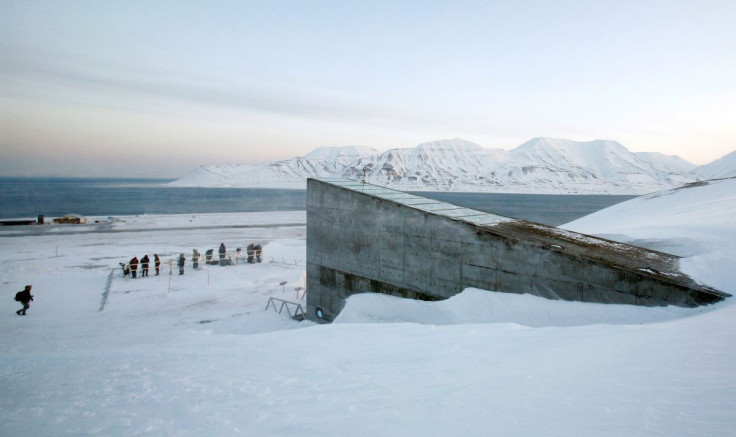 Television crews stand outside the Global Seed Vault before the opening ceremony in Longyearbyen February 26, 2008.