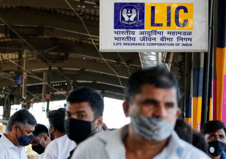 Life Insurance Corporation of India (LIC) logo is seen at a metro station in Mumbai, India, January 31, 2022.