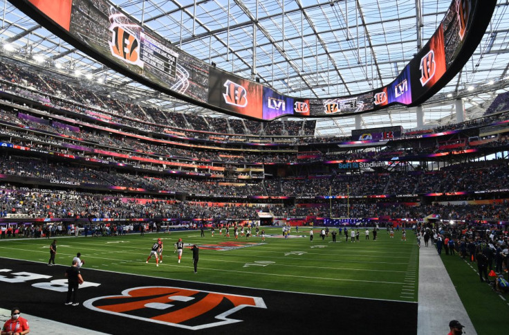 Feb 13, 2022; Inglewood, California, USA; General view of SoFi Stadium prior to Super Bowl LVI with the Cincinnati Bengals playing against the Los Angeles Rams. Mandatory Credit: Gary A. Vasquez-USA TODAY Sports