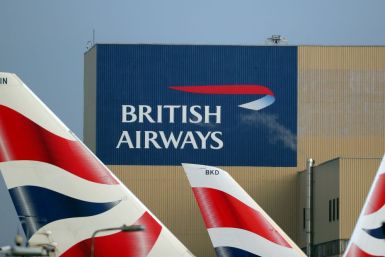British Airways logos are seen on tail fins at Heathrow Airport in west London, Britain, February 23, 2018. 