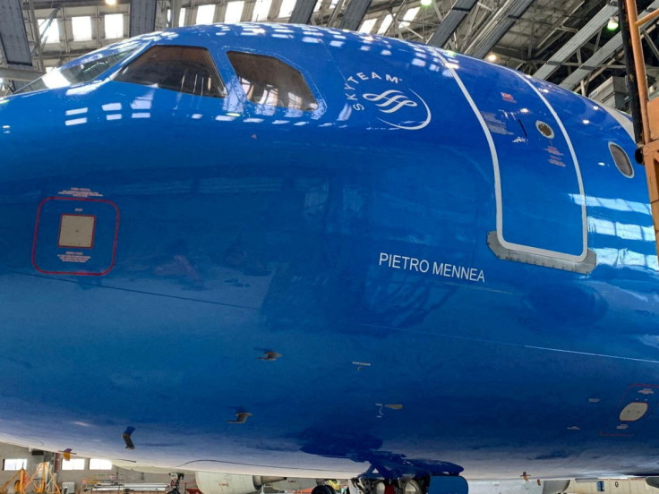 A new state-owned Italian carrier Italia Trasporto Aereo (ITA Airways) plane with the new blue livery dedicated to the Italian sprinter Pietro Mennea, is seen at Fiumicino airport, in Rome, Italy, January 11, 2022. Picture taken January 11, 2022. Ita Air