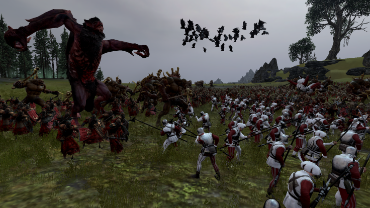 Vampire units attacking an Empire regiment in Total War Warhammer 2
