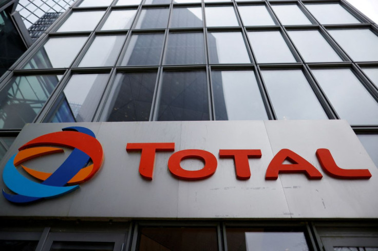 The logo of French oil and gas company Total is seen at La Defense business district in Courbevoie near Paris, France, February 8, 2021. 