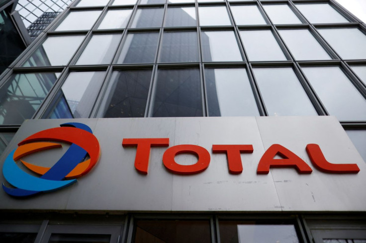 The logo of French oil and gas company Total is seen at La Defense business district in Courbevoie near Paris, France, February 8, 2021.