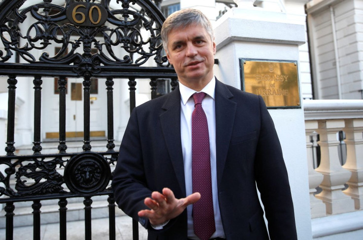 Ukraine's ambassador to Britain, Vadym Prystaiko, arrives at the Ukraine embassy in London, Britain, February 14, 2022.  