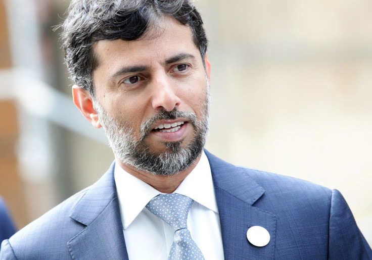 UAE's Oil Minister Suhail Mohamed Al Mazrouei talks to journalists as he arrives for an OPEC and NON-OPEC meeting in Vienna, Austria, July 2, 2019.
