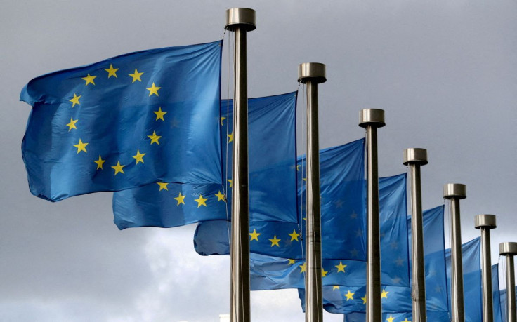 EU flags flutter in front of the European Commission headquarters in Brussels, Belgium October 2, 2019. 