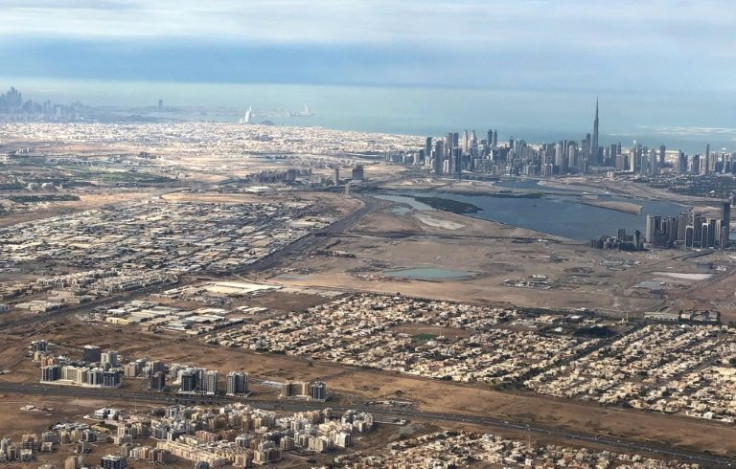 Dubai, with the capital of the United Arab Emirates, Abu Dhabi, in the background, in a photo from January 1, 2022