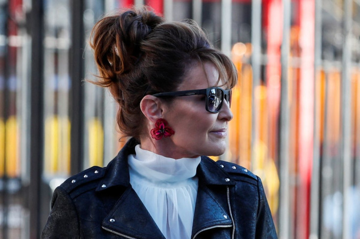 Sarah Palin, 2008 Republican vice presidential candidate and former Alaska governor, arrives for her defamation lawsuit against the New York Times, at the United States Courthouse in the Manhattan borough of New York City, U.S., February 14, 2022. 