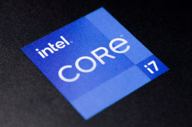The Intel Corporation logo is seen on a display in a store in Manhattan, New York City, U.S., November 24, 2021. 