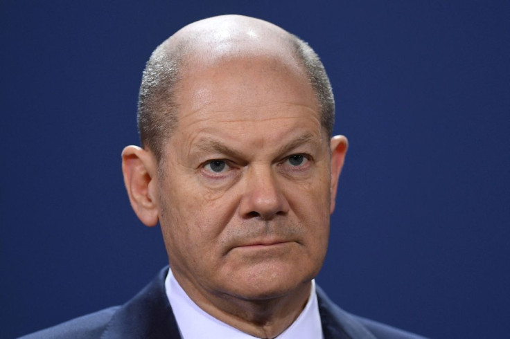 German Chancellor Olaf Scholz gives a statement before a meeting with the leaders of the three Baltic states, Lithuanian President Gitanas Nauseda, Estonian Prime Minister Kaja Kallas and Latvian Prime Minister Krisjanis Karins at the chancellery in Berli