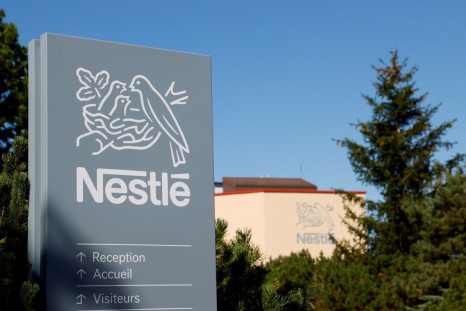 A Nestle logo is pictured at Vers-chez-les-Blanc in Lausanne, Switzerland August 20, 2020. 