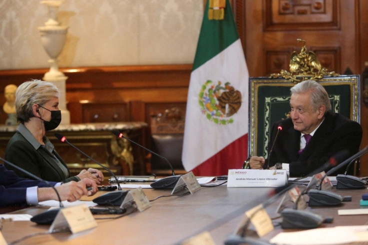 Mexican President Andres Manuel Lopez Obrador meets with U.S. Energy Secretary Jennifer Granholm at the National Palace in Mexico City, Mexico, Jan. 20, 2022. Mexico's Presidency/Handout via REUTERS
