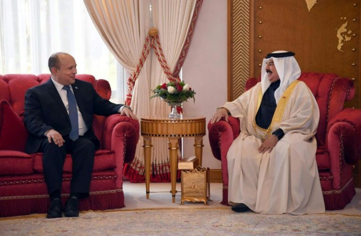 Bahrain's King Hamad bin Isa al-Khalifa meeting with Israeli Prime Minister Naftali Bennett in Manama