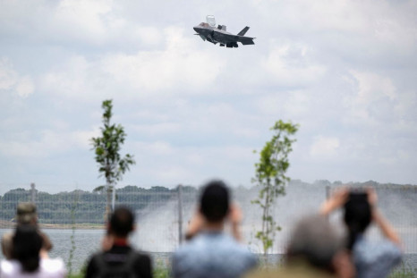 F-35B Stealth Fighter Jet of U.S. Marine Fighter Attack Squadron 242 performs during the aerial display at the Singapore Airshow in Singapore, February 15, 2022. 