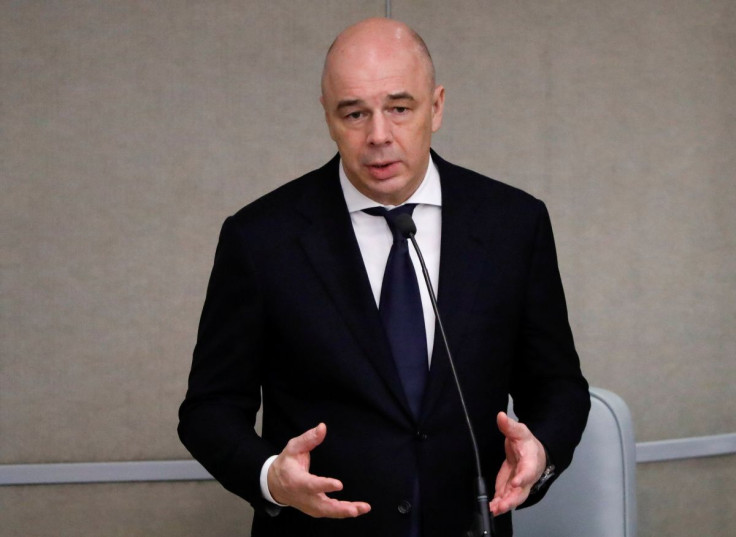 Russian Finance Minister Anton Siluanov delivers a speech during a session of the lower house of parliament in Moscow, Russia March 11, 2020. 