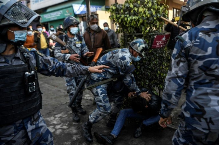 Hundreds of people protested on the streets of Kathmandu