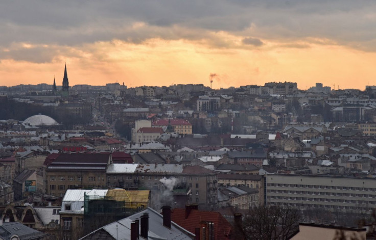 A general view shows buildings in central Lviv, Ukraine February 15, 2022.