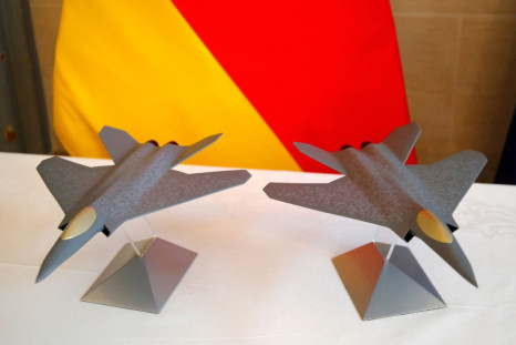 Scale models of the Franco-German-Spanish Future Combat Air System (FCAS), Europe's next-generation fighter jet, are seen in Paris, France, February 20, 2020. 