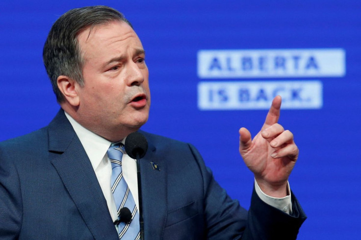 Alberta Premier Jason Kenney addresses delegates at the annual Alberta United Conservative Party convention in Calgary, Alberta, Canada November 20, 2021.