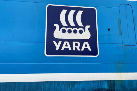 The Yara International company logo is seen on Yara Birkeland, the world's first fully electric and autonomous container vessel, in Oslo, Norway November 19, 2021. 