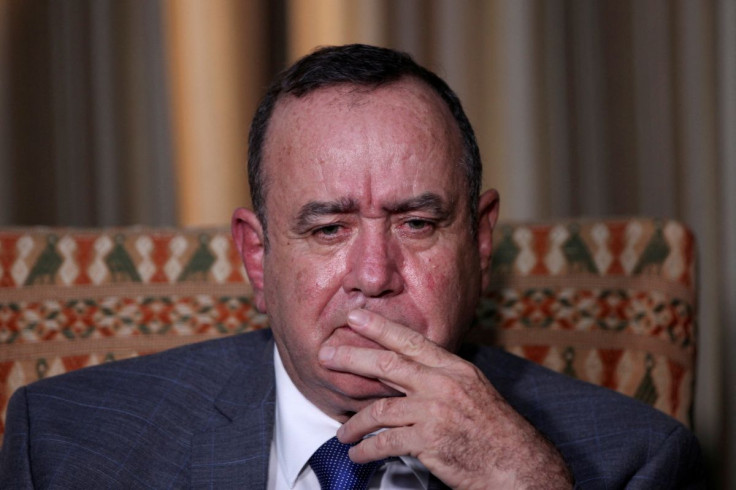 Guatemala's president, Alejandro Giammattei, attends an interview with Reuters at the National Palace of Culture in Guatemala City, Guatemala June 1, 2021.