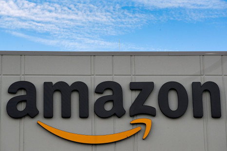 The Amazon logo is seen outside its JFK8 distribution center in Staten Island, New York, U.S. November 25, 2020. 