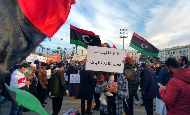 Libyans in Tripoli demonstrate against the parliament and demand elections, on February 11, 2022