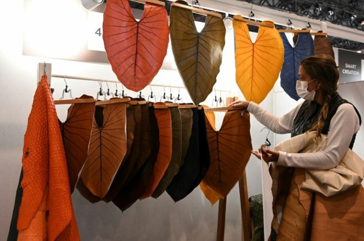 The Nova Kaeru stand shows off its leather made from elephant ear plants