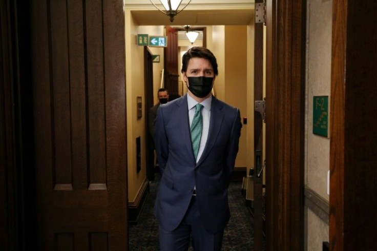 Canada's Prime Minister Justin Trudeau arrives to deliver an address in the House of Commons on the implementation of the Emergencies Act on Parliament Hill on February 17, 2022 in Ottawa, Canada