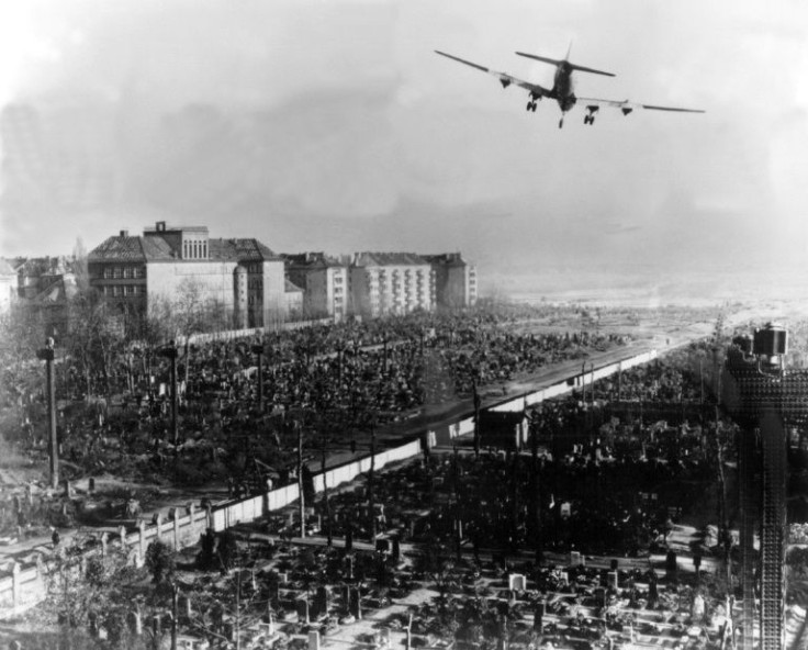 Pilots flew supplies to West Berlin's 2.5 million people, still reeling from the Second World War A transport aircraft of the US air force flying over Berlin's Tempelhof Flughafen in 1948 during the famous airlift following the blockade of the city by the