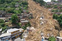 The deadly mudslide in Petropolis, Brazil on February 17, 2022 during the second day of rescue operations