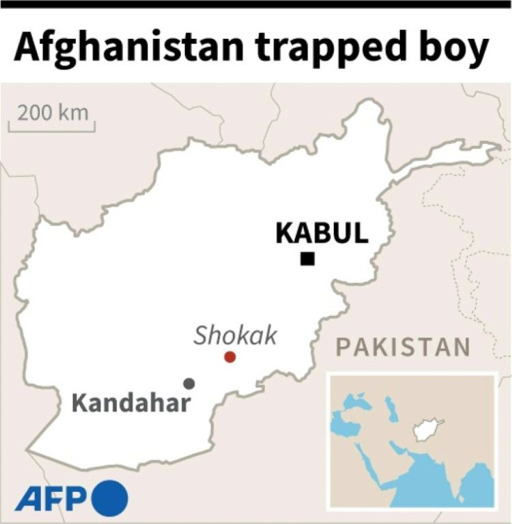 Map locating the area in Afghanistan where rescuers were scrambling February 17 to reach a five-year-old boy trapped in a well for two days.