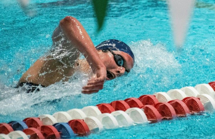 Penn State's transgender swimmer Lia Thomas competes in the 500-yard freestyle