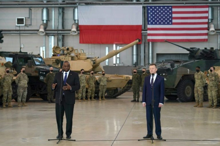 US Defense Secretary Lloyd Austin and Polish Defence Minister Mariusz Blaszczak visited the Powidz base in Poland