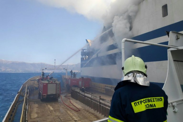 Rescuers brought 280 passengers to Corfu after the blaze on the ferry en route from Greece to Italy