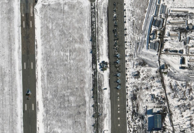 A satellite image shows new helicopter and su25 aircraft deployments, in Millerovo, Russia February 18, 2022. Maxar Technologies/Handout via REUTERS