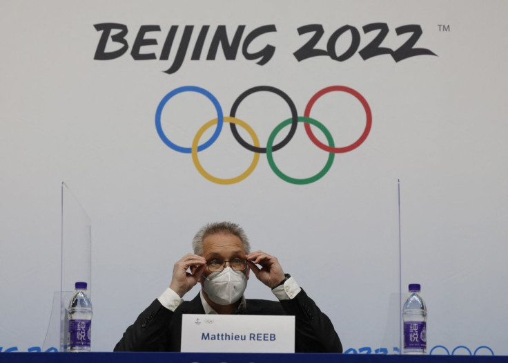 2022 Beijing Olympics - IOC Press Conference - Main Press Centre, Beijing, China - February 14, 2022. CAS (Court of Arbitration for Sport) Director general Matthieu Reeb makes an announcement regarding Russian figure skater Kamila Valieva. 