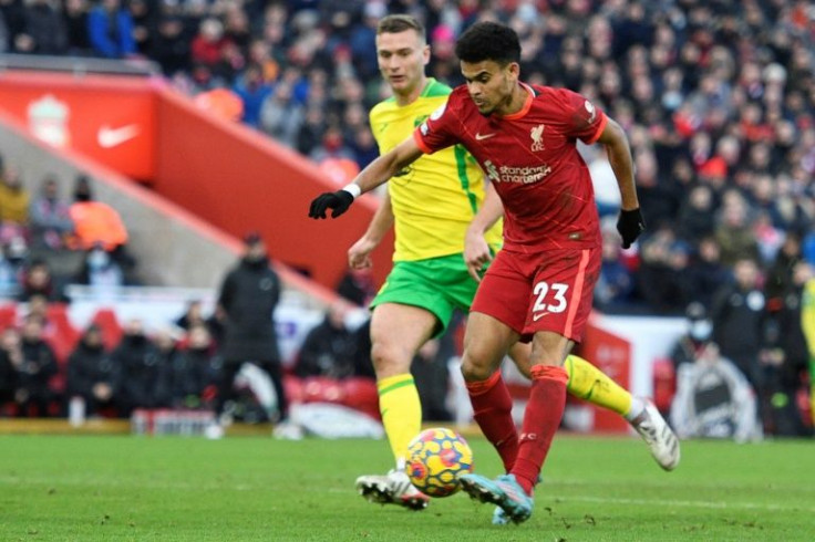 Luis Diaz (right) scored his first Liverpool goal in a 3-1 win over Norwich